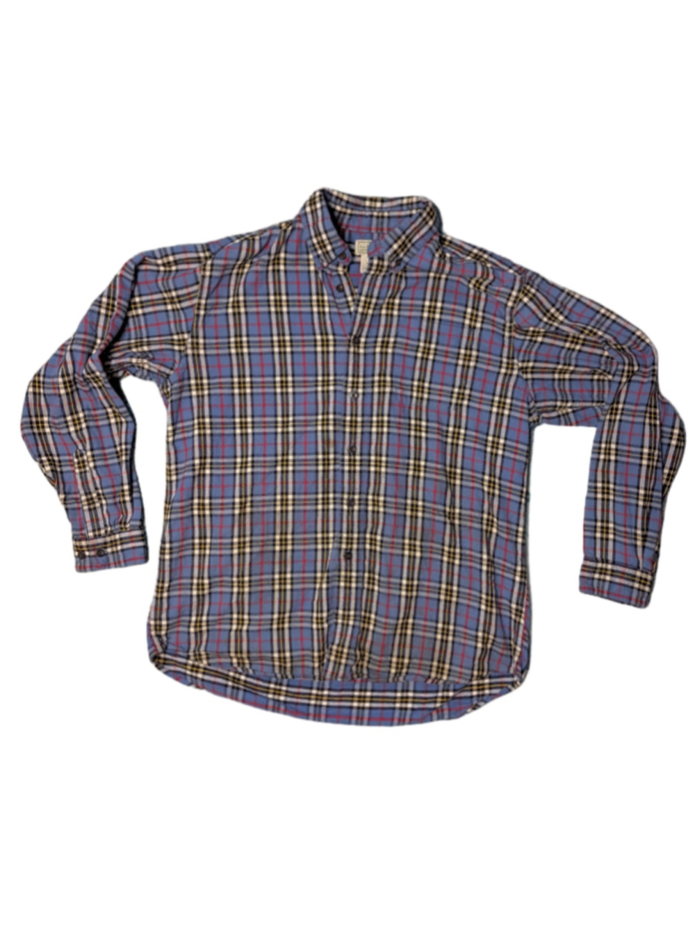 L.L. Bean Scotch Plaid Flannel Shirt Men's Large Regular Traditional Fit Blue